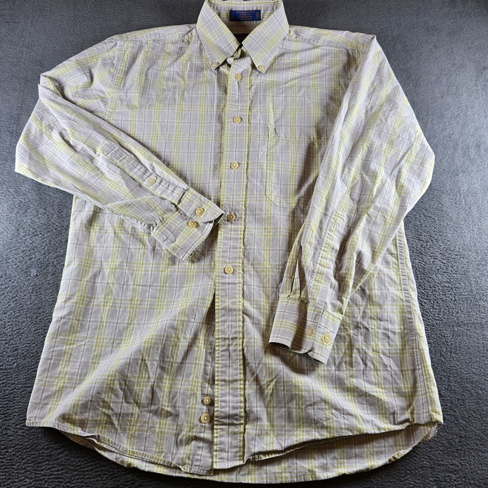 Pendleton Mens Plaid Button Down Shirt Grey Green Long Sleeve Outdoor Size M